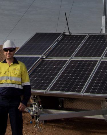 CipherTel solar-powered mobile communications trailer deployed in a remote field